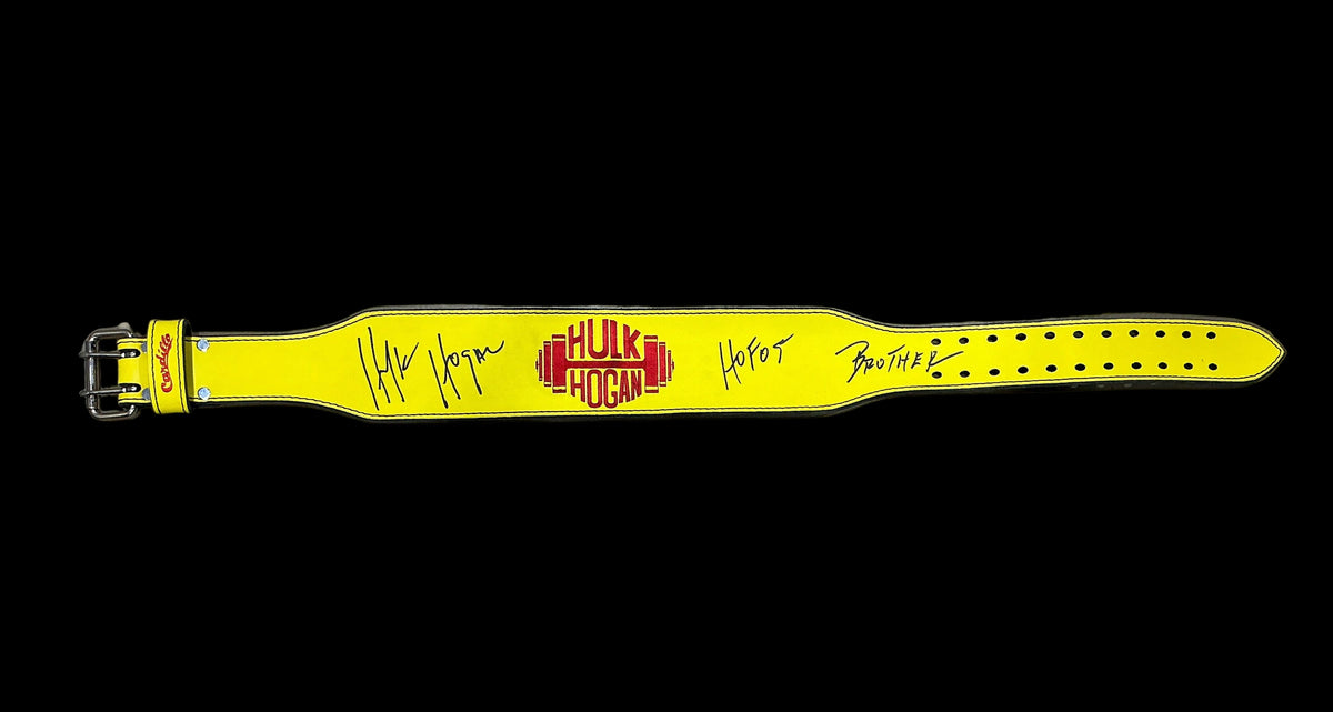 Yellow Hulk Hogan Dumbell Cardillo Weight Belt Signed M