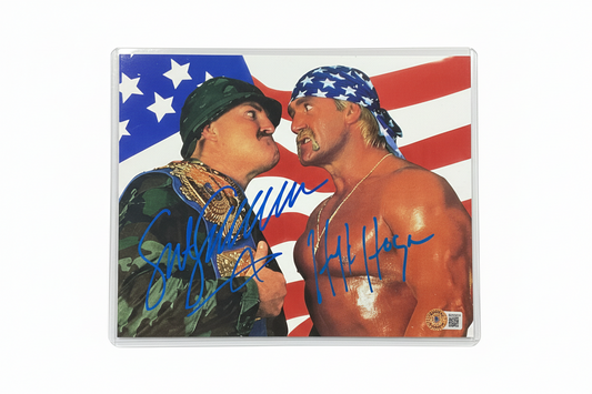 Signed 8x10 Photo of Hulk Hogan & Sgt. Slaughter- Dual Autograph,Beckett Certified