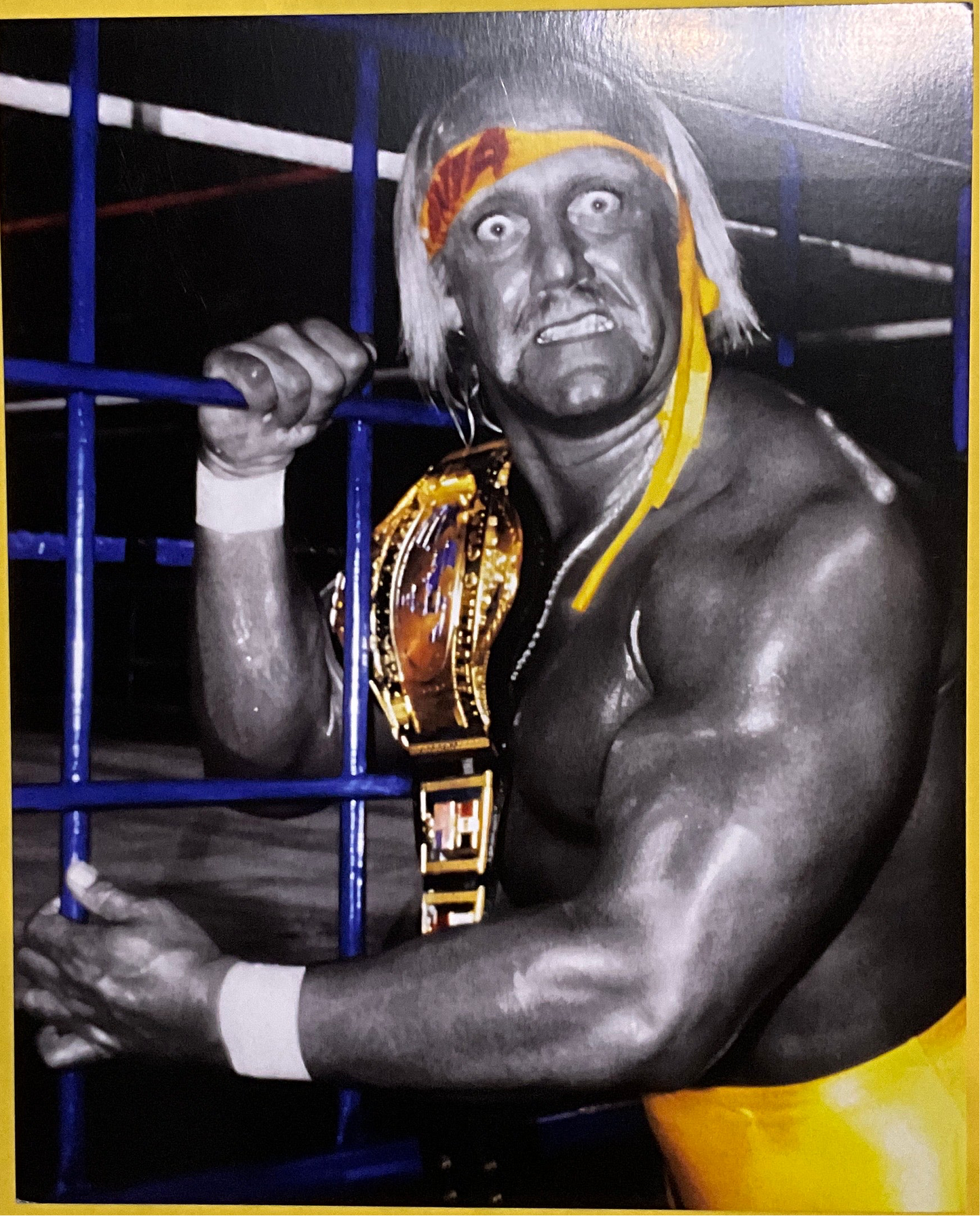 Hulk Hogan Crazy Eyes Blue Steel Cage Match Unsigned 8x10 Photo
