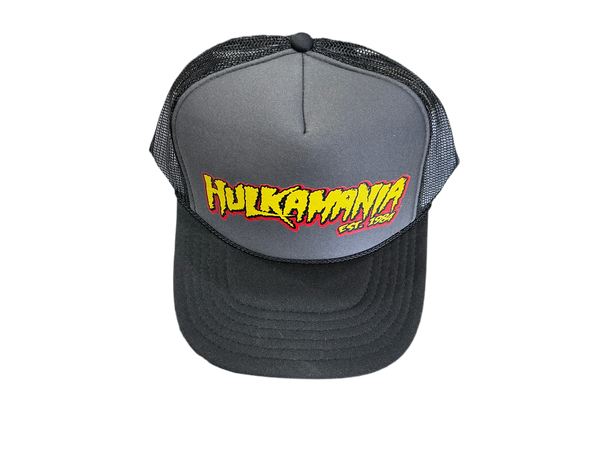 Black/Gray/Black Hulkamania Yellow/Red Letters Trucker Hat