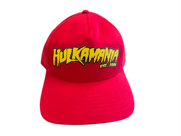 Red Hulkamania Yellow/Black Letters Trucker Hat