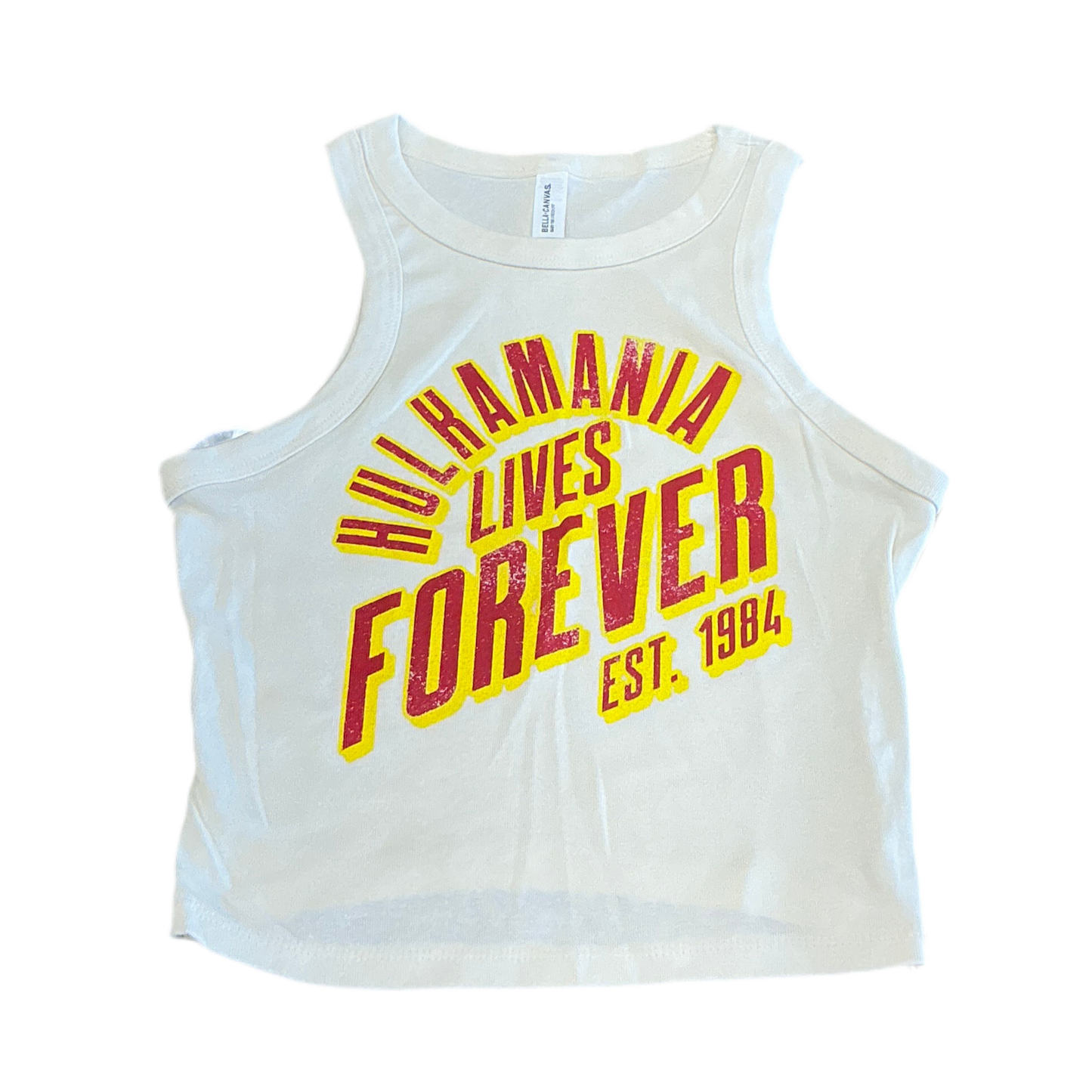 Womens Hulkamania Lives Forever Crop Tank Top