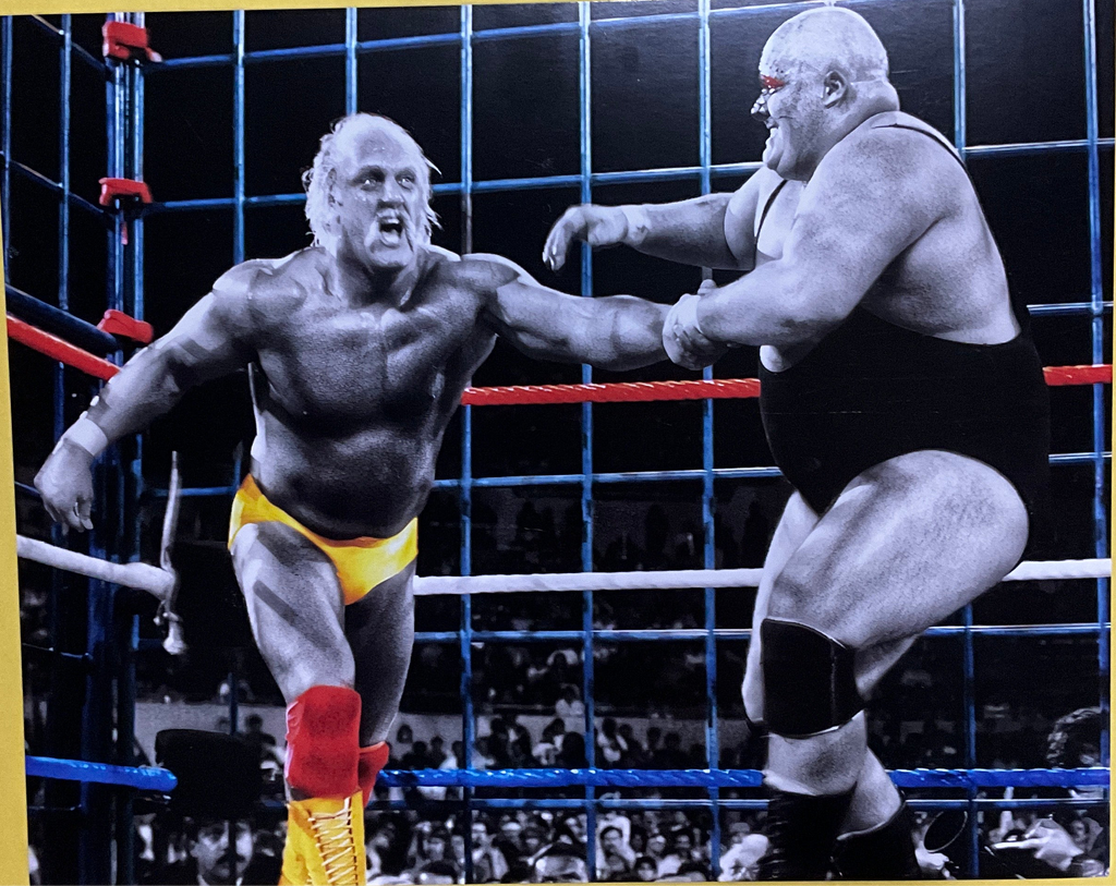 Hulk Hogan King Kong Bundy Blue Steel Cage Match Unsigned 8x10