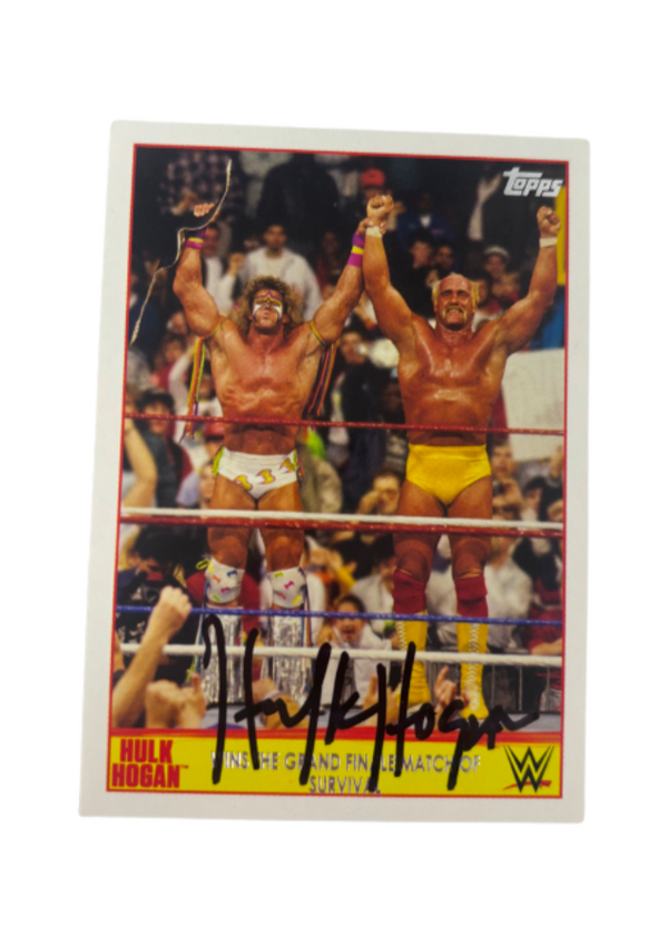 Ultimate Warrior and Hulk Hogan Topps Trading Card Signed