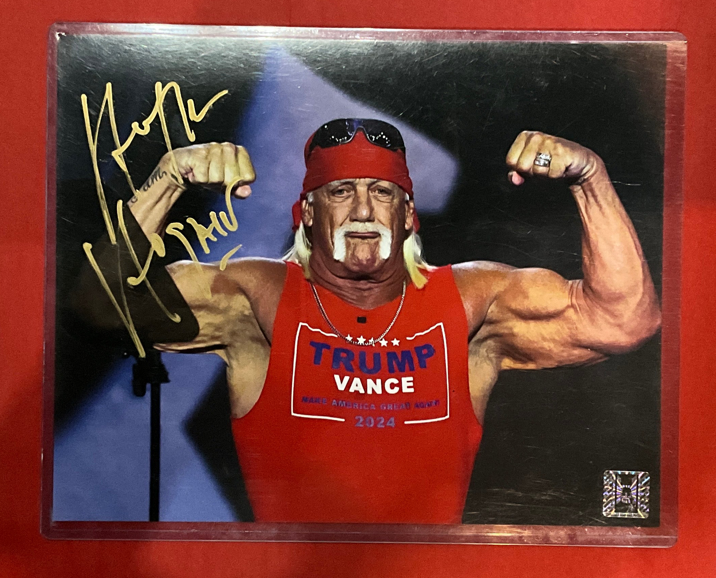 Trumpamania Double Bicep Flex Autographed 8x10 Photo