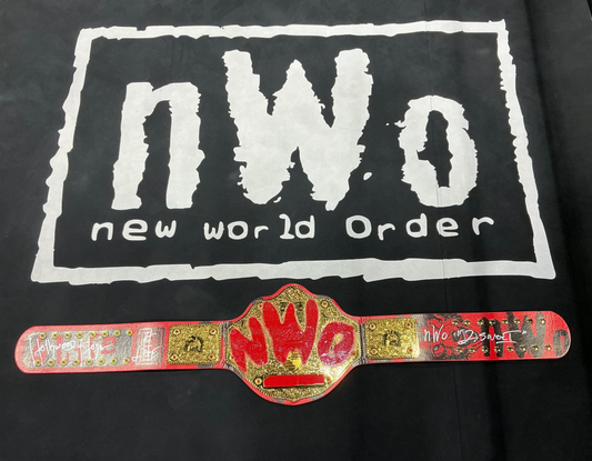 Signed NWO Wolfpac Big Gold Replica Title Belt