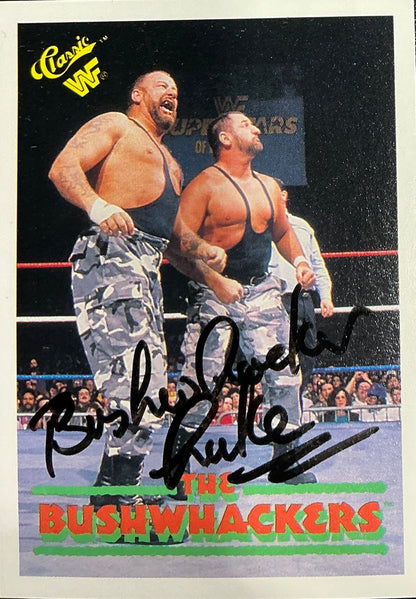 Signed Bushwhackers Classic WWF Trading Card #116