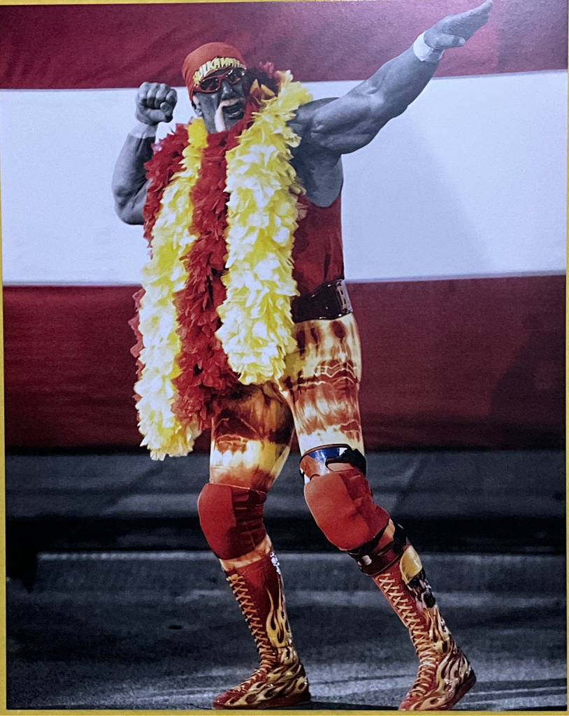 Hulk Hogan Feather Boa Bow n Arrow Pose Unsigned 8x10