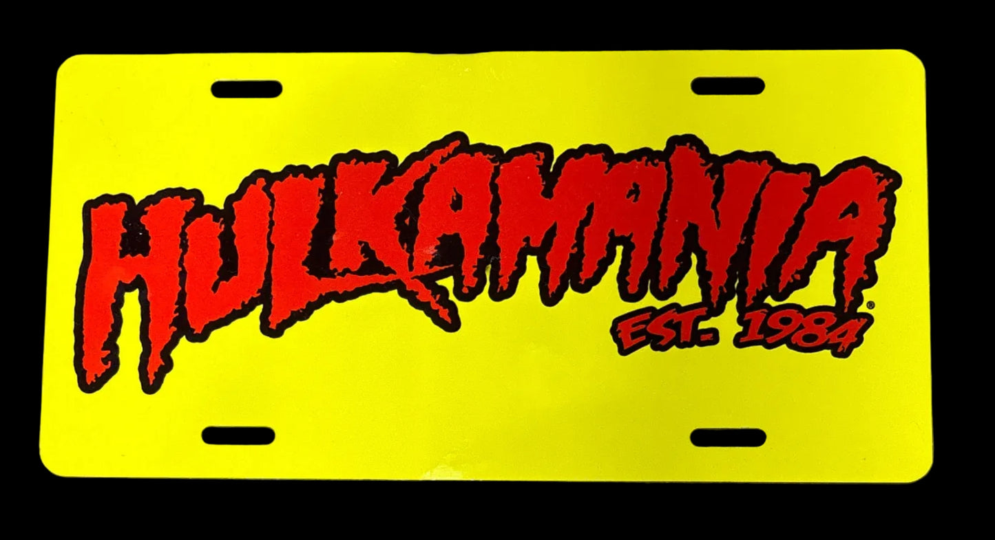 Yellow Hulkamania License Plate