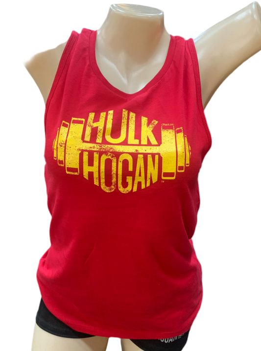 Womens Red Dumbbell Relaxed Fit Tank Top