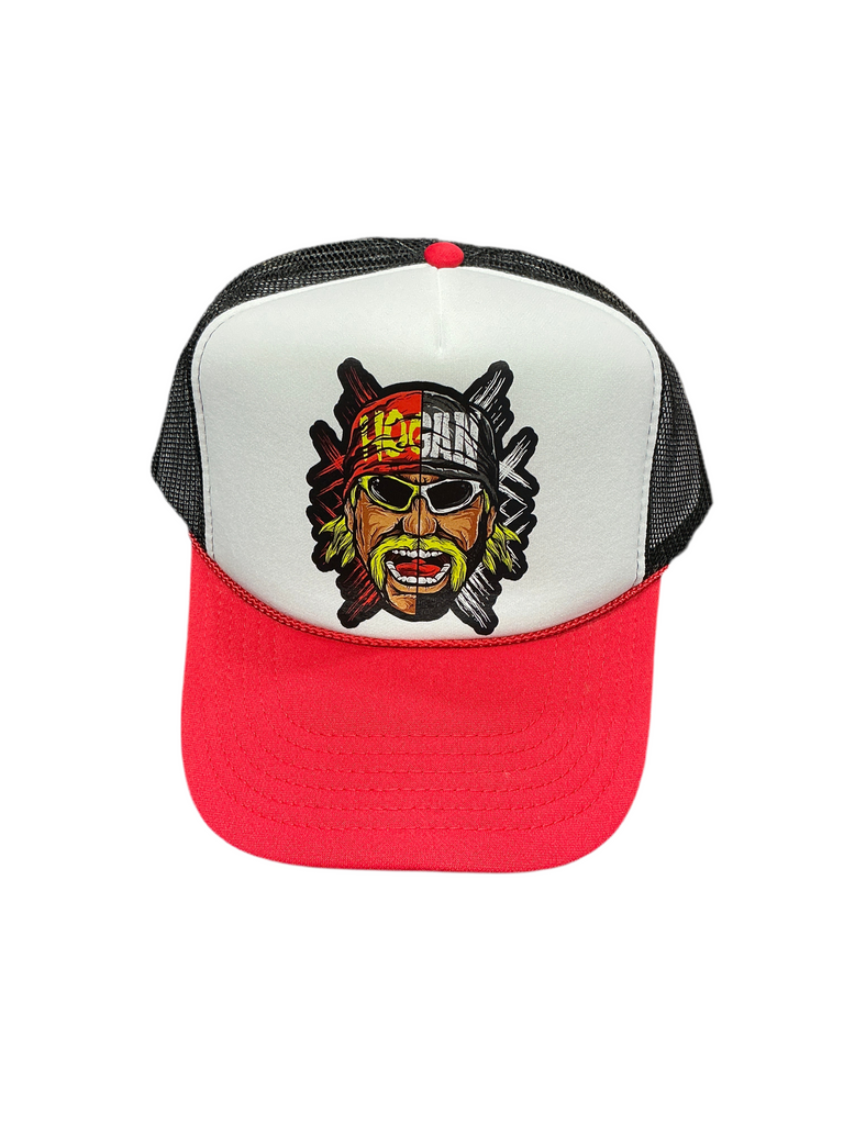 Red/White/Black Split Face Artwork Trucker Hat