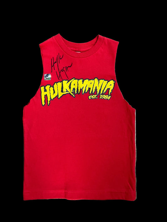 Hulk Hogan Signed Youth Red Hulkamania T-Shirt