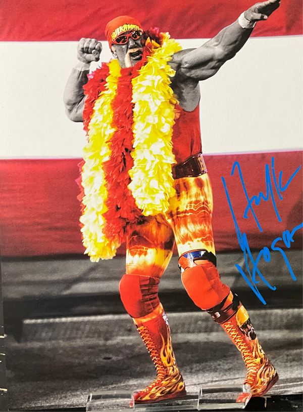 Hulk Hogan Bow N Arrow Flag Autographed 8x10