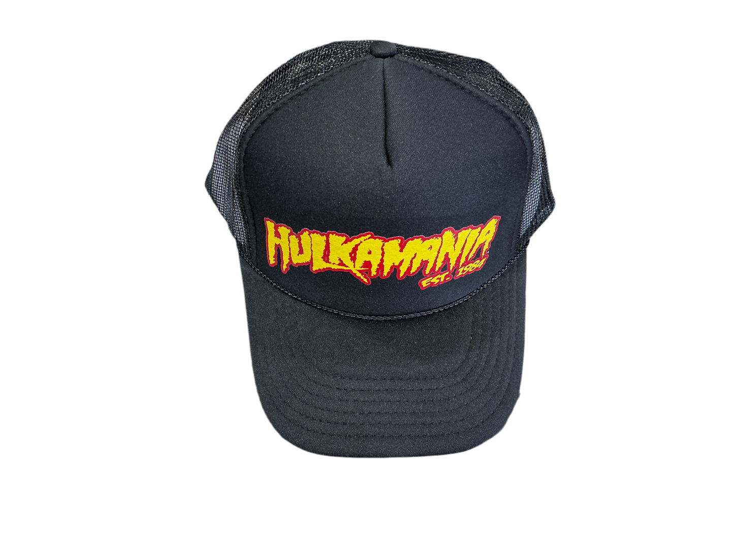 Black Hulkamania Yellow/Red Letters Trucker Hat