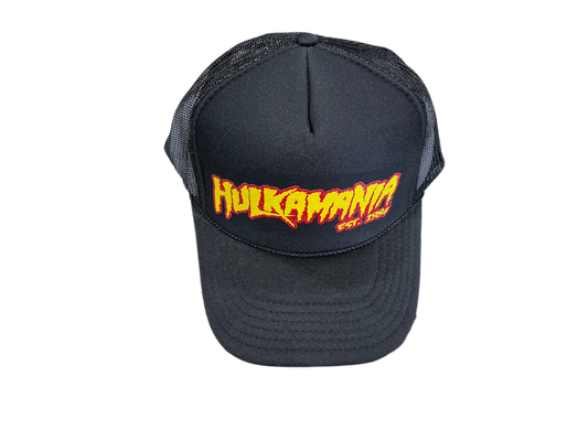 Black Hulkamania Yellow/Red Letters Trucker Hat