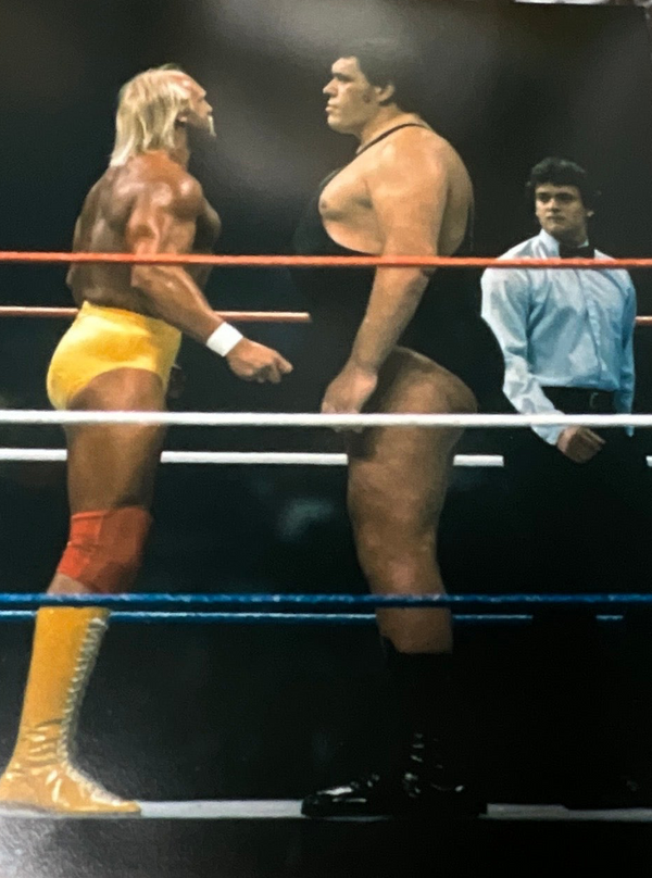Old Color Hulk And Andre Standoff 16x20 Unsigned Poster