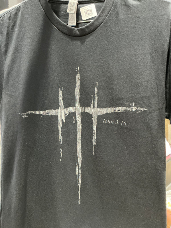 Black John 3:16 Reflective Adult T-Shirt