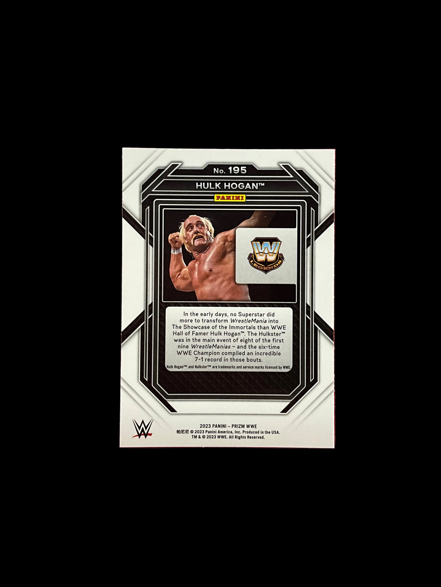Hulk Hogan Prizm Panini #195 Trading Card Unsigned