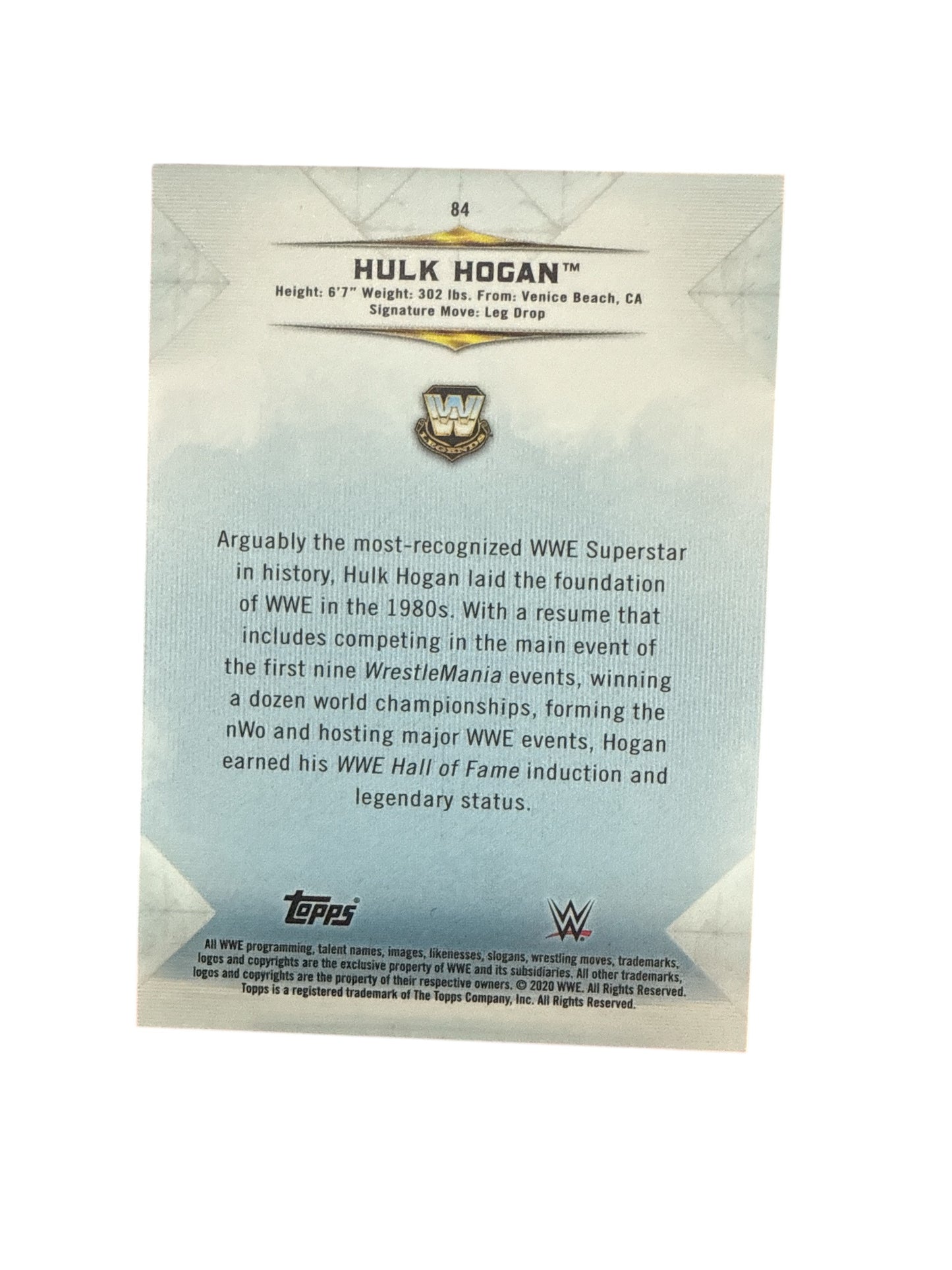 Topps Gray Boa Trading Card Unsigned