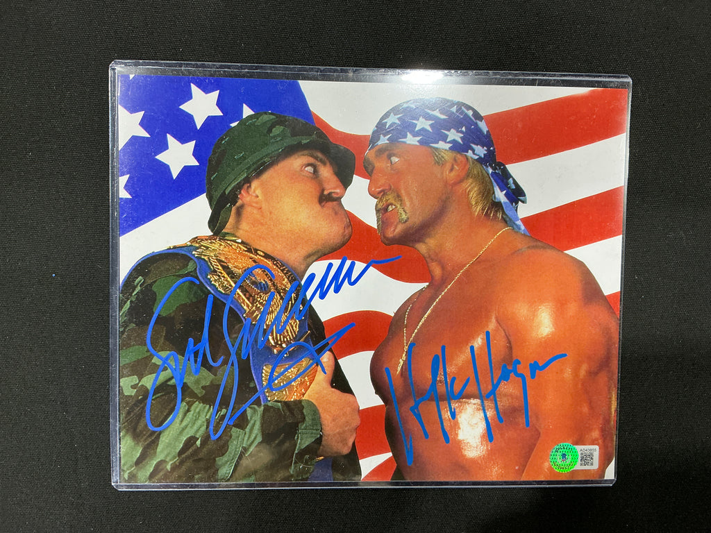 Signed By Both Hogan vs. Sgt. Slaughter Landscape 8x10