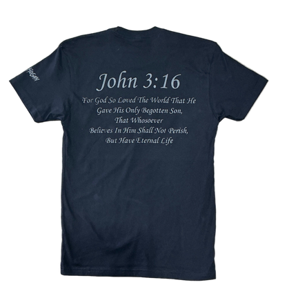 Black John 3:16 Reflective Adult T-Shirt