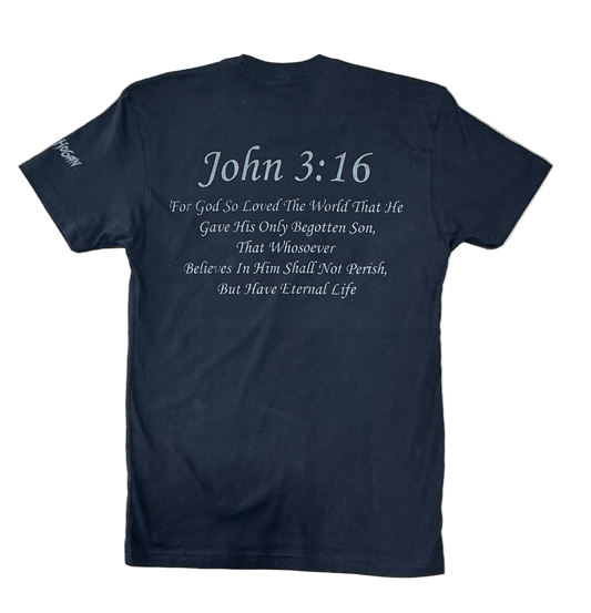 Black John 3:16 Reflective Adult T-Shirt