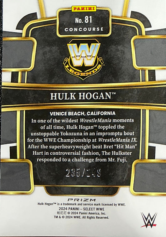 Select Panini Signed Hulk Hogan #81 Trading Card 235/249