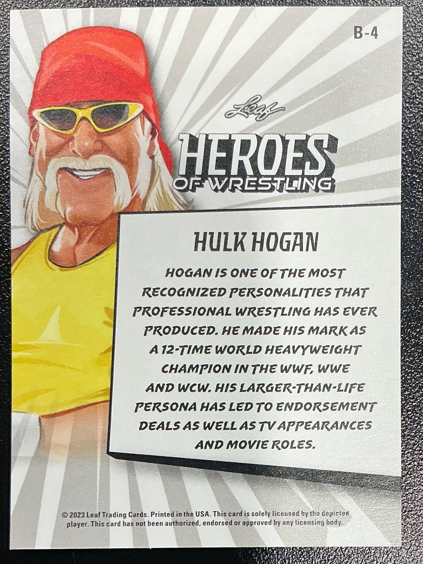 Leaf Heroes of Wrestling Hulk Hogan B-4 Trading Card