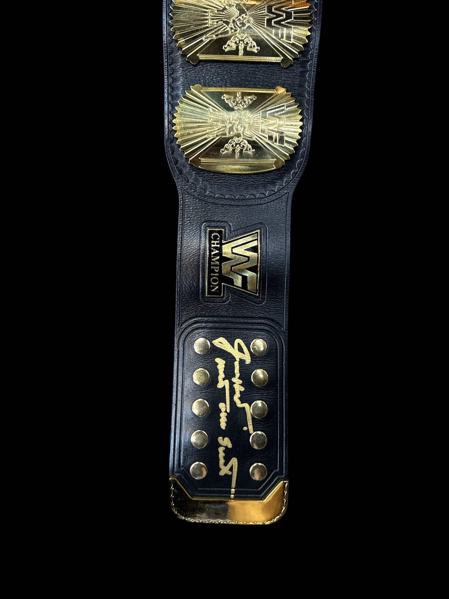 Winged Eagle Brass Championship Belt Signed By Jimmy Hart and Kevin Nash (Diesel)