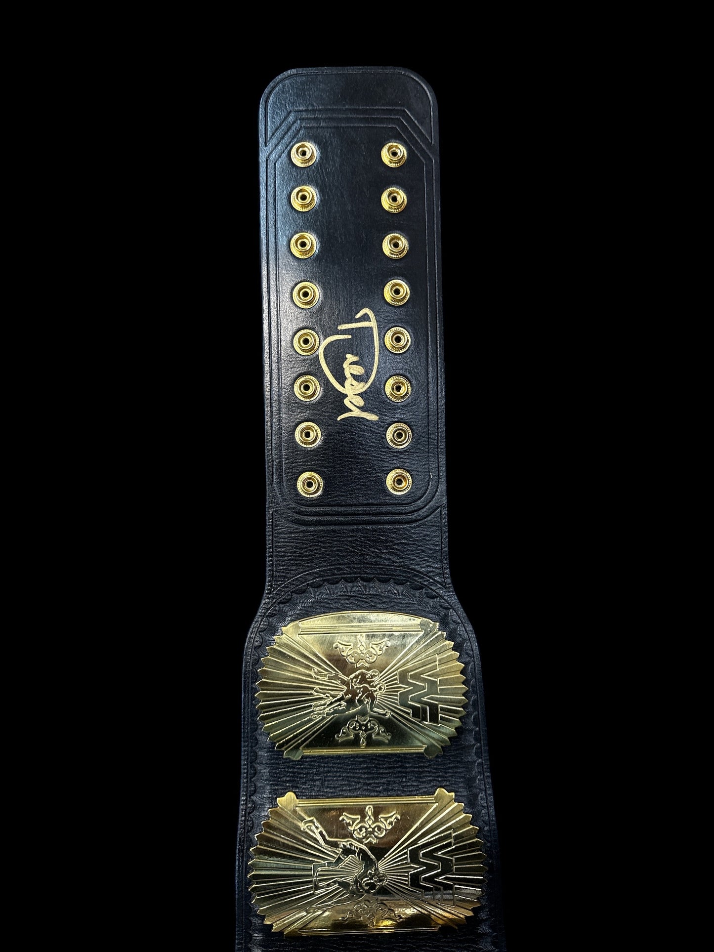 Winged Eagle Brass Championship Belt Signed By Jimmy Hart and Kevin Nash (Diesel)