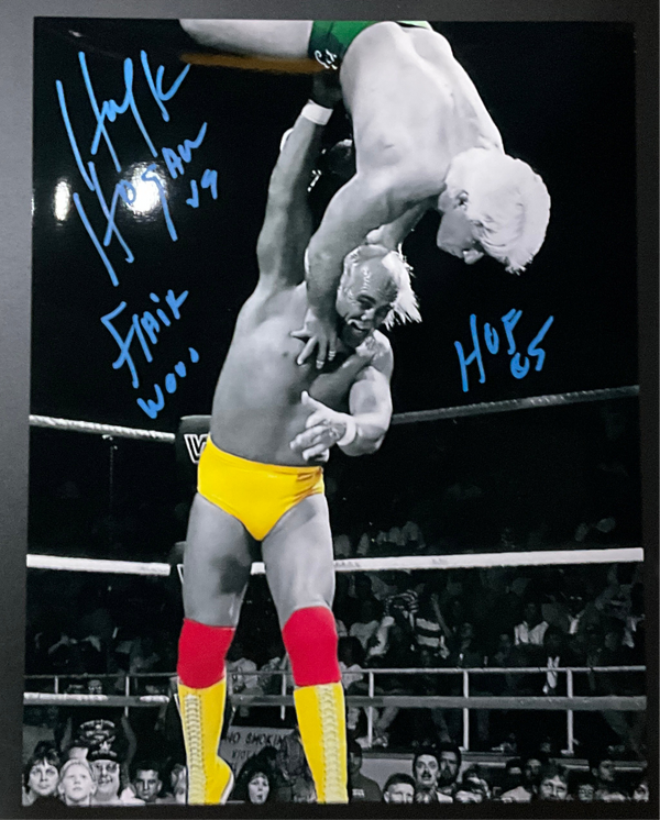 Hogan vs Flair Metallic Autographed 8x10 Photo