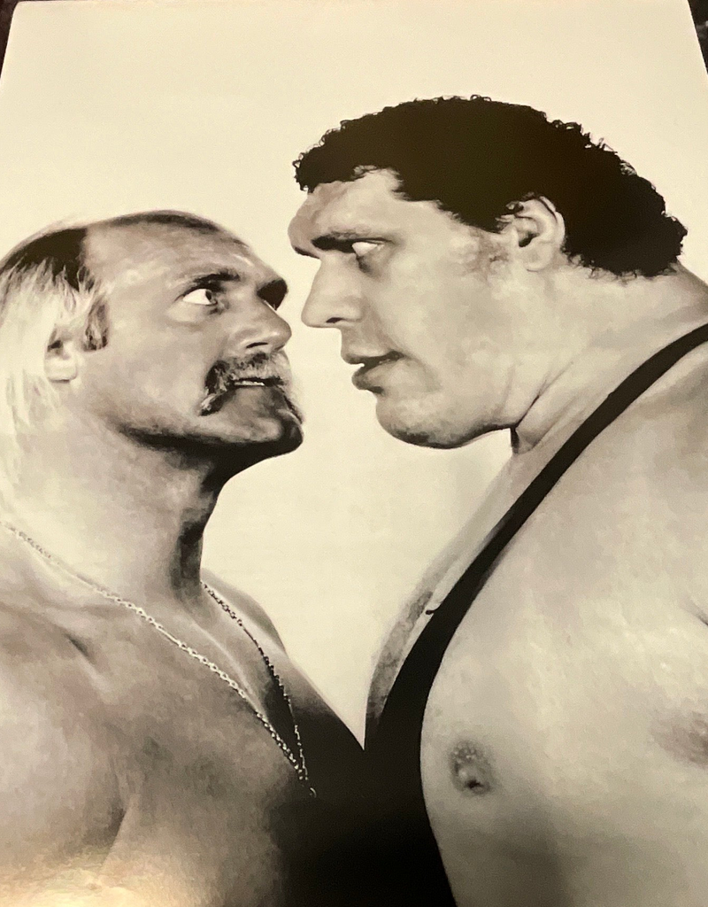 Black & White Hulk And Andre Faceoff 18x24 Unsigned Poster