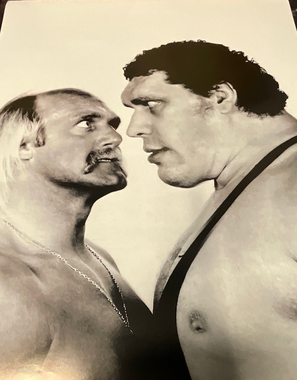 Black & White Hulk And Andre Faceoff 18x24 Unsigned Poster