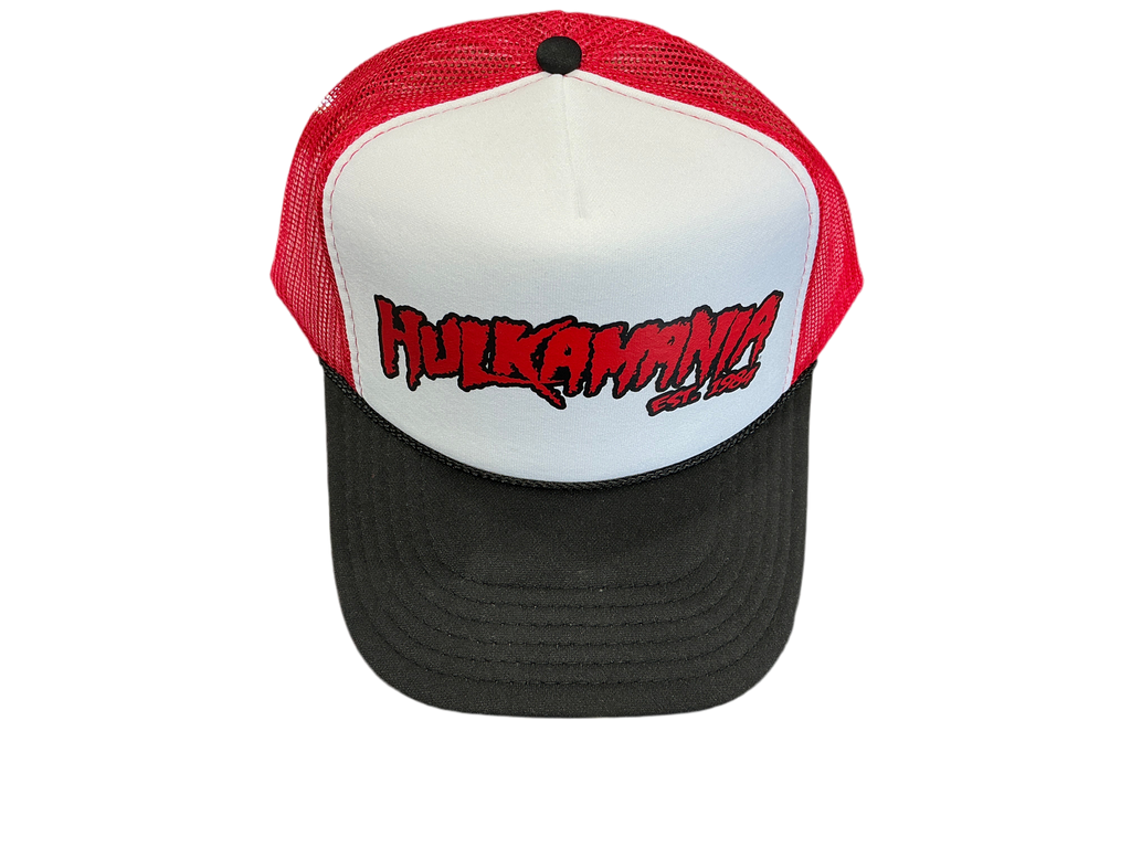 Black/White/Red Hulkamania Red/Black Letters Trucker Hat