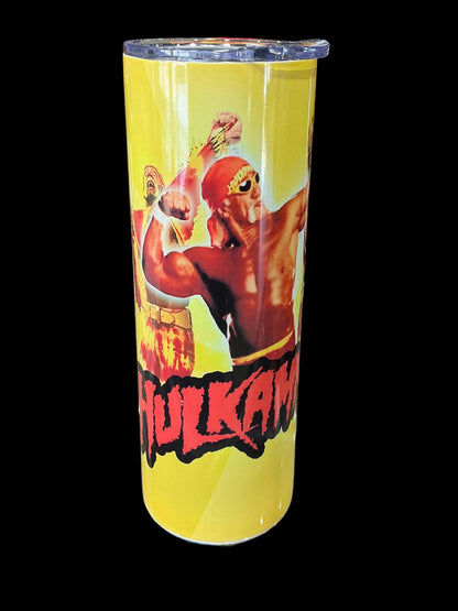 Yellow Hulkamania 20oz Skinny Aluminum Tumbler