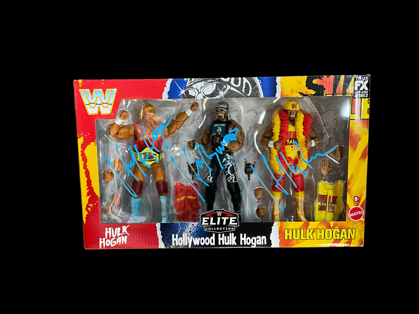 Signed WWE Elite Collection Hulkamania 40th Anniversary Action Figure Set 3pk Signed THREE Times