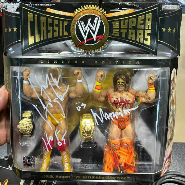 Signed WWE Classic Super Stars Limited Edition Hogan Warrior Action Figure Set