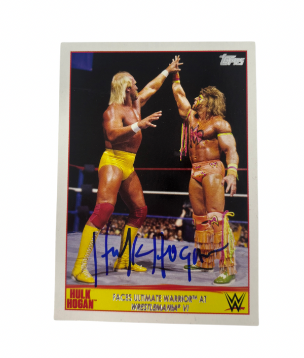 Ultimate Power Hulk Hogan and Ultimate Warrior Topps Trading Card Signed