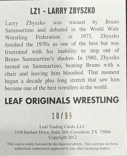 Leaf Originals Larry Zbyszko Signed 10/99 Trading Card
