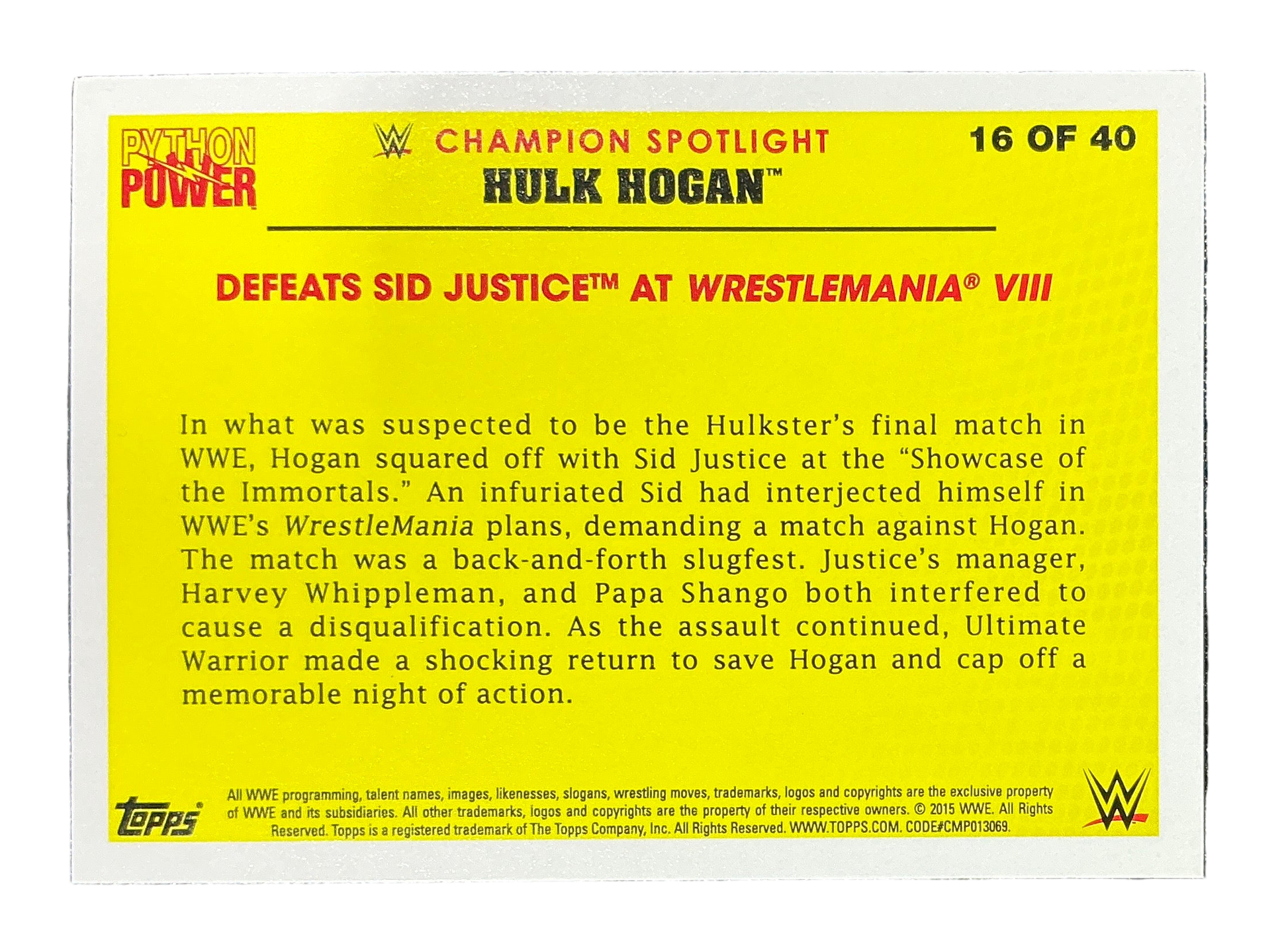 Topps Python Power Hulk Hogan 16 of 40 Trading Card – Hogan's Beach Shop