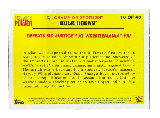 Topps Python Power Hulk Hogan 16 of 40 Trading Card