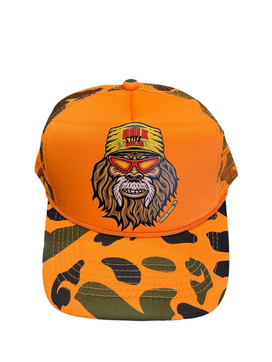 Orange Camo/Orange Hulksquatch Hulk Still Rules Trucker Hat