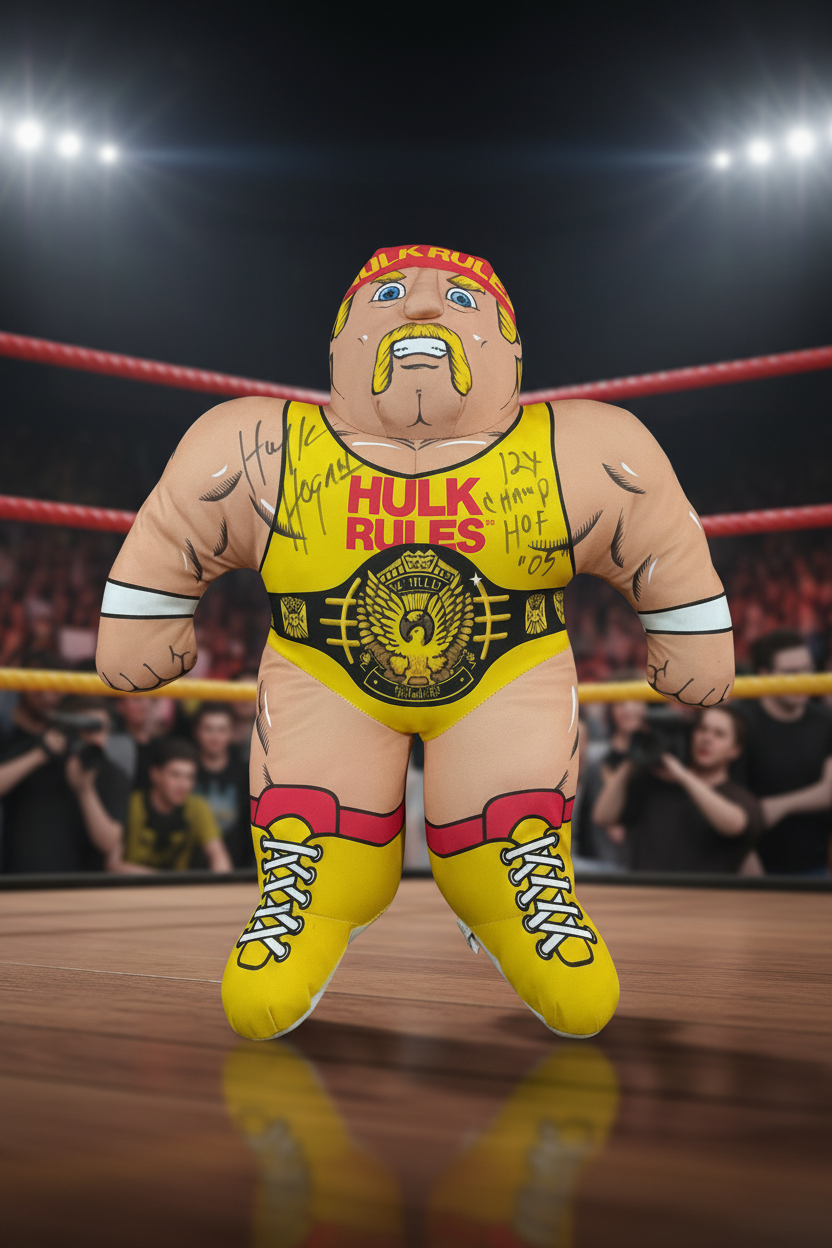 Hulk Hogan Signed “Hulk Rules” Wrestling Buddy Plush-Autographed “12x Champ HOF ‘05” Collectible