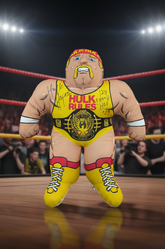 Hulk Hogan Signed “Hulk Rules” Wrestling Buddy Plush-Autographed “12x Champ HOF ‘05” Collectible