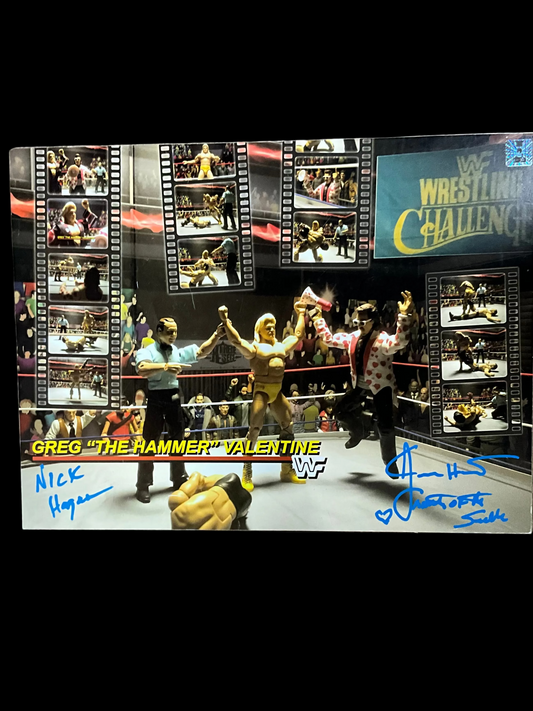 Hard Board Greg "The Hammer Valentine" Signed by Nick Hogan and Jimmy Hart