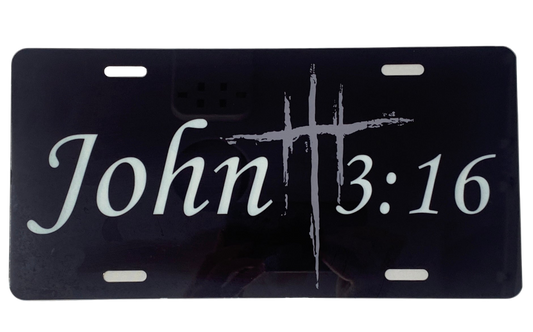 Black John 3:16 License Plate