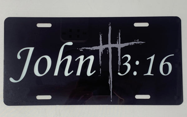 Black John 3:16 License Plate