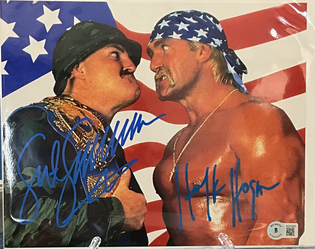 Wrestlemania VIII: Sargent Slaughter vs Hulk Hogan Autographed 8x10