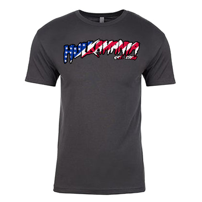 Gray American Flag Hulkamania Adult T-Shirt