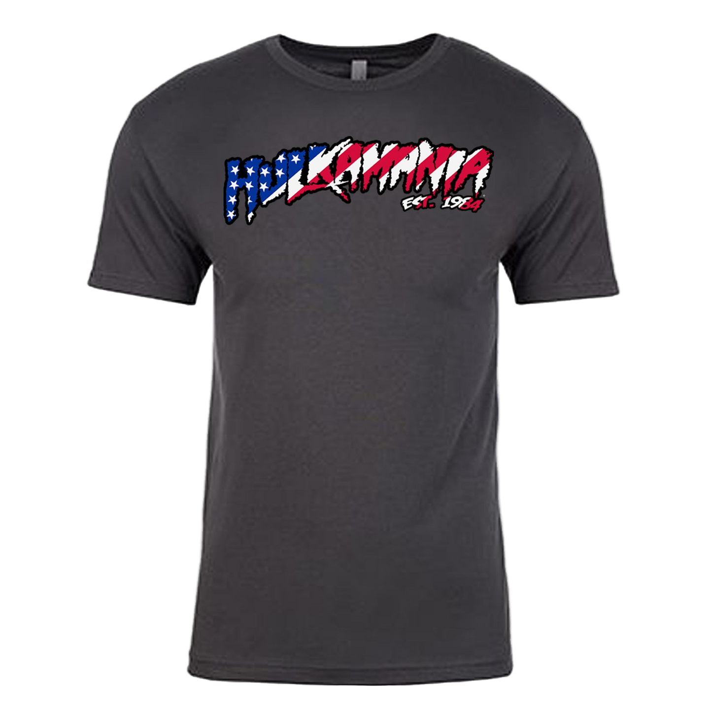 Gray American Flag Hulkamania Adult T-Shirt